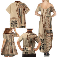 Samoa Siapo Motif Family Matching Summer Maxi Dress and Hawaiian Shirt Classic Style LT7 - Polynesian Pride
