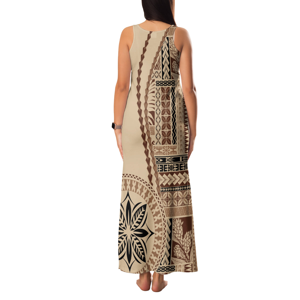 Samoa Siapo Motif Family Matching Tank Maxi Dress and Hawaiian Shirt Classic Style LT7 - Polynesian Pride