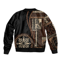 Samoa Siapo Motif Bomber Jacket Classic Style - Black Ver LT7 - Polynesian Pride
