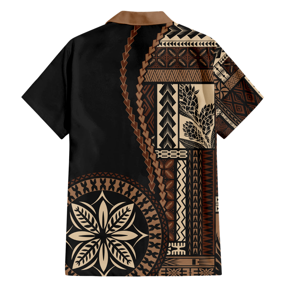 Samoa Siapo Motif Family Matching Short Sleeve Bodycon Dress and Hawaiian Shirt Classic Style - Black Ver LT7 - Polynesian Pride
