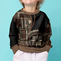 Samoa Siapo Motif Kid Ugly Christmas Sweater Classic Style - Black Ver LT7 - Polynesian Pride