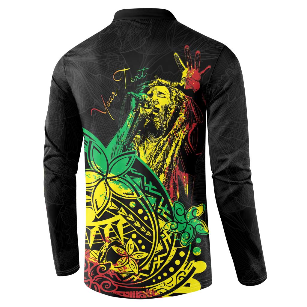 Personalised Reggae Jawaiian Festive Button Sweatshirt Mix Polynesian