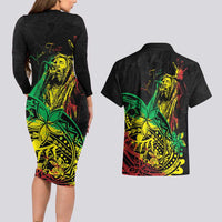 Personalised Reggae Jawaiian Festive Couples Matching Long Sleeve Bodycon Dress and Hawaiian Shirt Mix Polynesian LT7 - Polynesian Pride
