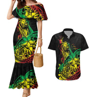 Personalised Reggae Jawaiian Festive Couples Matching Mermaid Dress and Hawaiian Shirt Mix Polynesian LT7 Reggae - Polynesian Pride