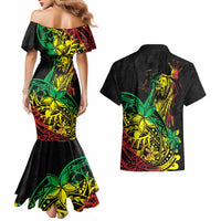 Personalised Reggae Jawaiian Festive Couples Matching Mermaid Dress and Hawaiian Shirt Mix Polynesian LT7 - Polynesian Pride