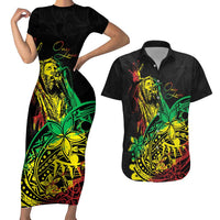 Personalised Reggae Jawaiian Festive Couples Matching Short Sleeve Bodycon Dress and Hawaiian Shirt Mix Polynesian LT7 Reggae - Polynesian Pride