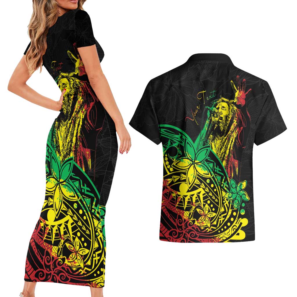 Personalised Reggae Jawaiian Festive Couples Matching Short Sleeve Bodycon Dress and Hawaiian Shirt Mix Polynesian LT7 - Polynesian Pride