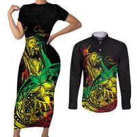 Personalised Reggae Jawaiian Festive Couples Matching Short Sleeve Bodycon Dress and Long Sleeve Button Shirt Mix Polynesian LT7 Reggae - Polynesian Pride