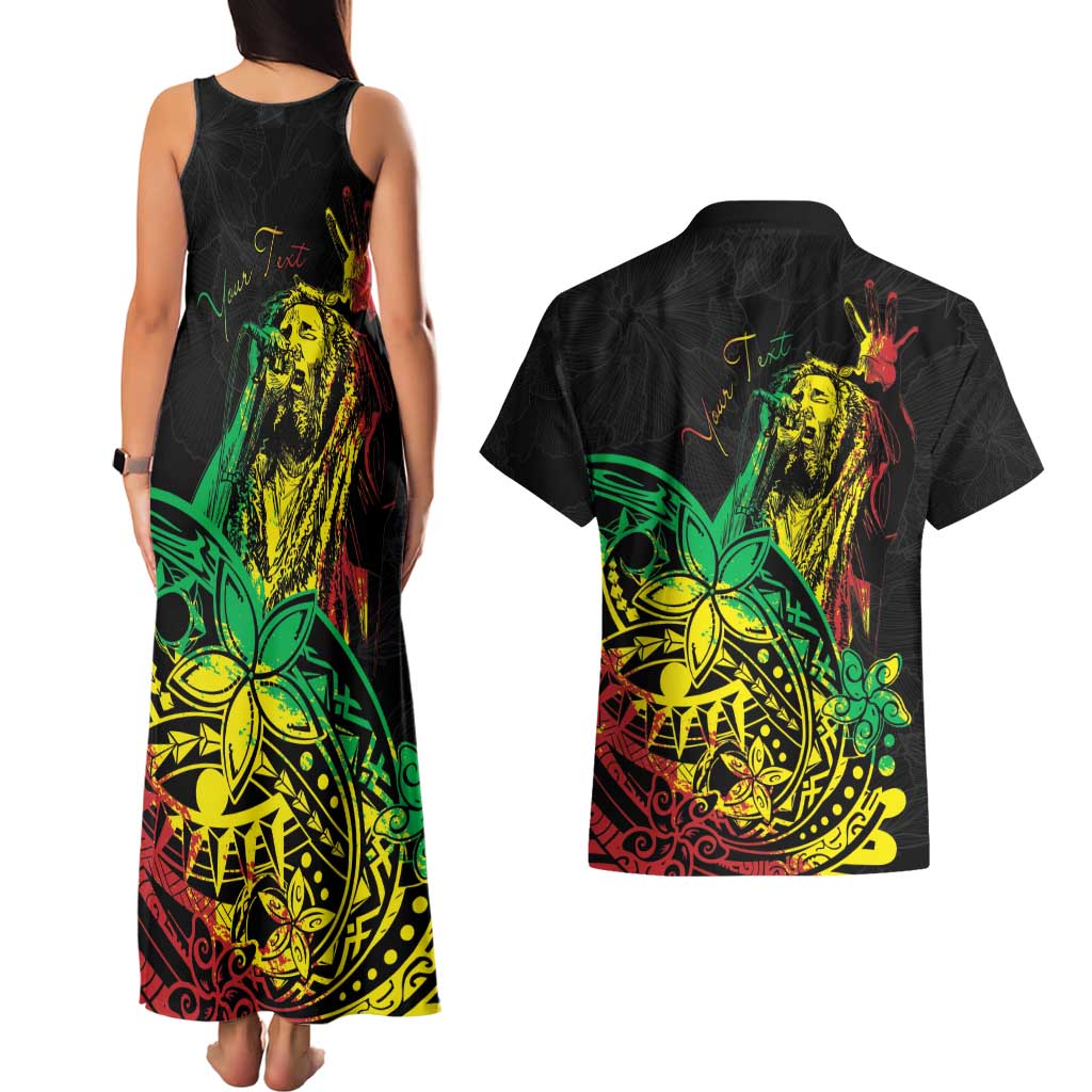 Personalised Reggae Jawaiian Festive Couples Matching Tank Maxi Dress and Hawaiian Shirt Mix Polynesian LT7 - Polynesian Pride