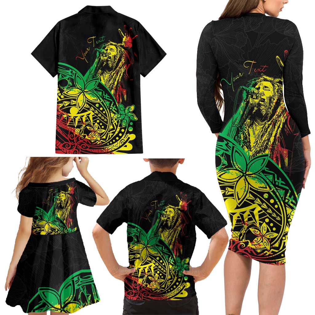Personalised Reggae Jawaiian Festive Family Matching Long Sleeve Bodycon Dress and Hawaiian Shirt Mix Polynesian LT7 - Polynesian Pride