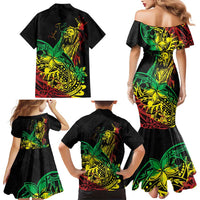 Personalised Reggae Jawaiian Festive Family Matching Mermaid Dress and Hawaiian Shirt Mix Polynesian LT7 - Polynesian Pride