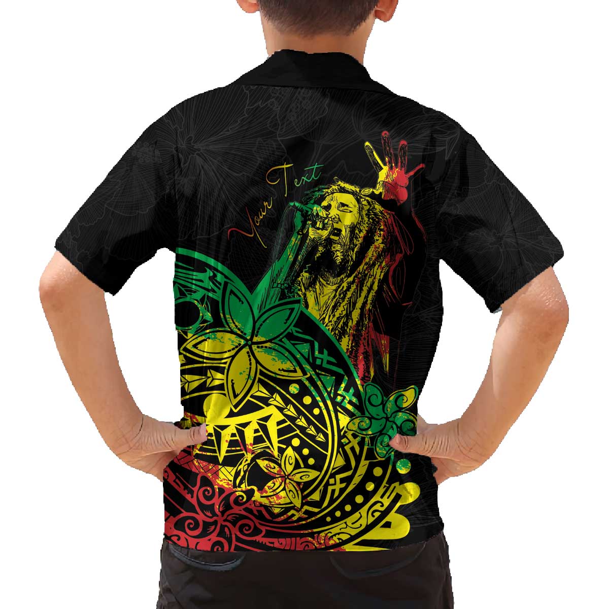 Personalised Reggae Jawaiian Festive Family Matching Off The Shoulder Long Sleeve Dress and Hawaiian Shirt Mix Polynesian LT7 - Polynesian Pride