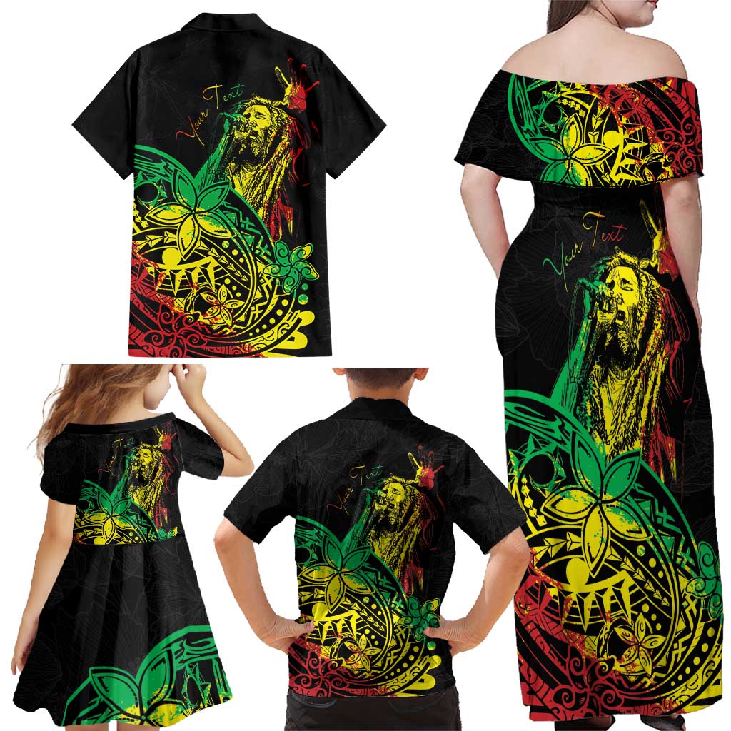 Personalised Reggae Jawaiian Festive Family Matching Off Shoulder Maxi Dress and Hawaiian Shirt Mix Polynesian LT7 - Polynesian Pride