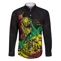 Personalised Reggae Jawaiian Festive Family Matching Off Shoulder Maxi Dress and Hawaiian Shirt Mix Polynesian LT7 Dad's Shirt - Long Sleeve Reggae - Polynesian Pride