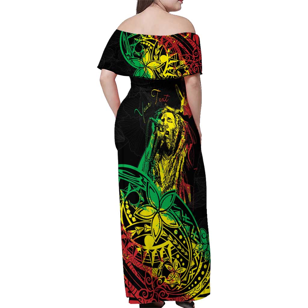 Personalised Reggae Jawaiian Festive Family Matching Off Shoulder Maxi Dress and Hawaiian Shirt Mix Polynesian LT7 - Polynesian Pride