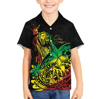 Personalised Reggae Jawaiian Festive Family Matching Off Shoulder Short Dress and Hawaiian Shirt Mix Polynesian LT7 Son's Shirt Reggae - Polynesian Pride