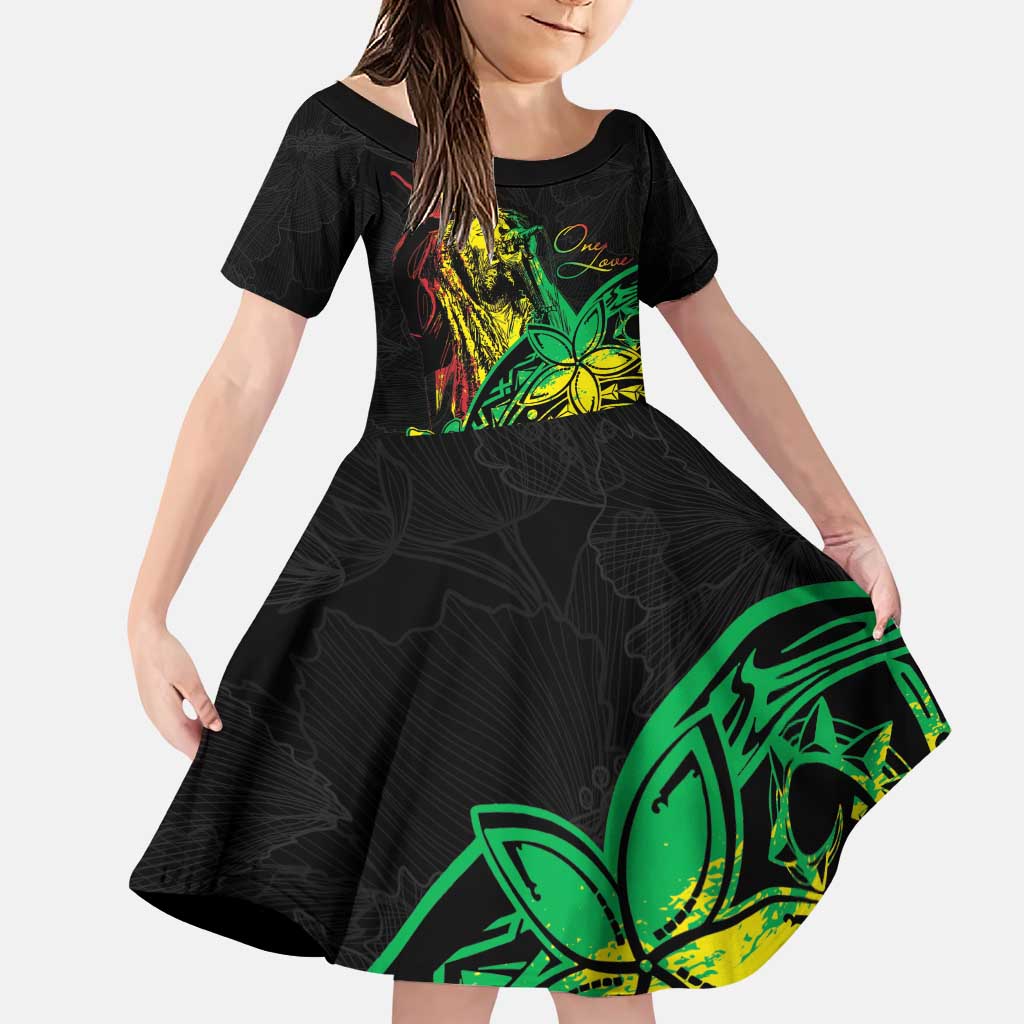 Personalised Reggae Jawaiian Festive Family Matching Puletasi and Hawaiian Shirt Mix Polynesian LT7 Daughter's Dress Reggae - Polynesian Pride