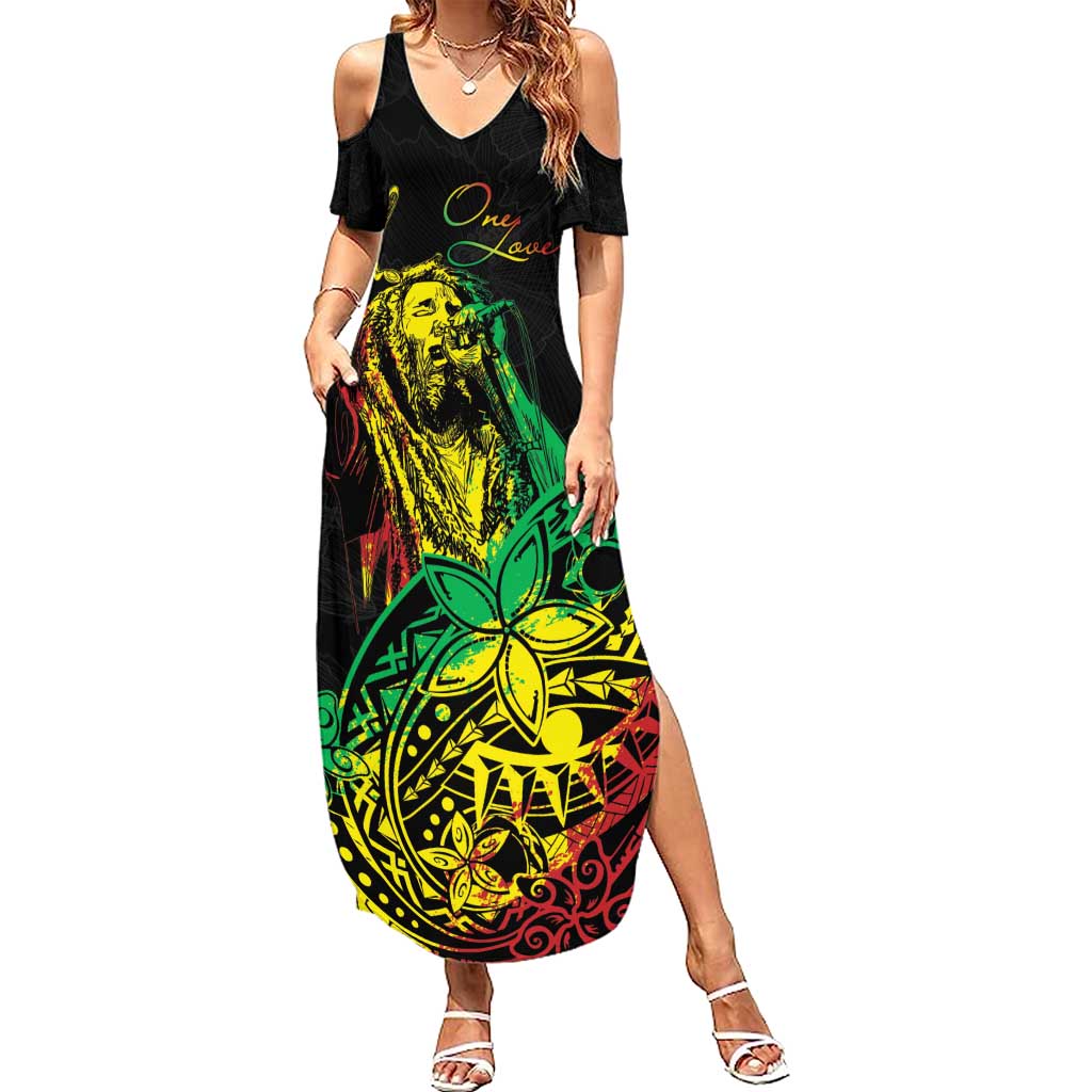 Personalised Reggae Jawaiian Festive Family Matching Summer Maxi Dress and Hawaiian Shirt Mix Polynesian LT7 Mom's Dress Reggae - Polynesian Pride