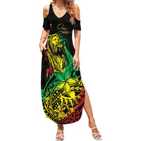 Personalised Reggae Jawaiian Festive Family Matching Summer Maxi Dress and Hawaiian Shirt Mix Polynesian LT7 Mom's Dress Reggae - Polynesian Pride