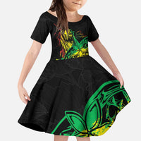 Personalised Reggae Jawaiian Festive Kid Short Sleeve Dress Mix Polynesian LT7 KID Reggae - Polynesian Pride