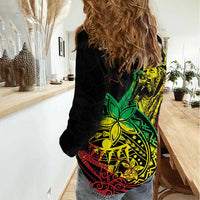 Personalised Reggae Jawaiian Festive Women Casual Shirt Mix Polynesian LT7 - Polynesian Pride