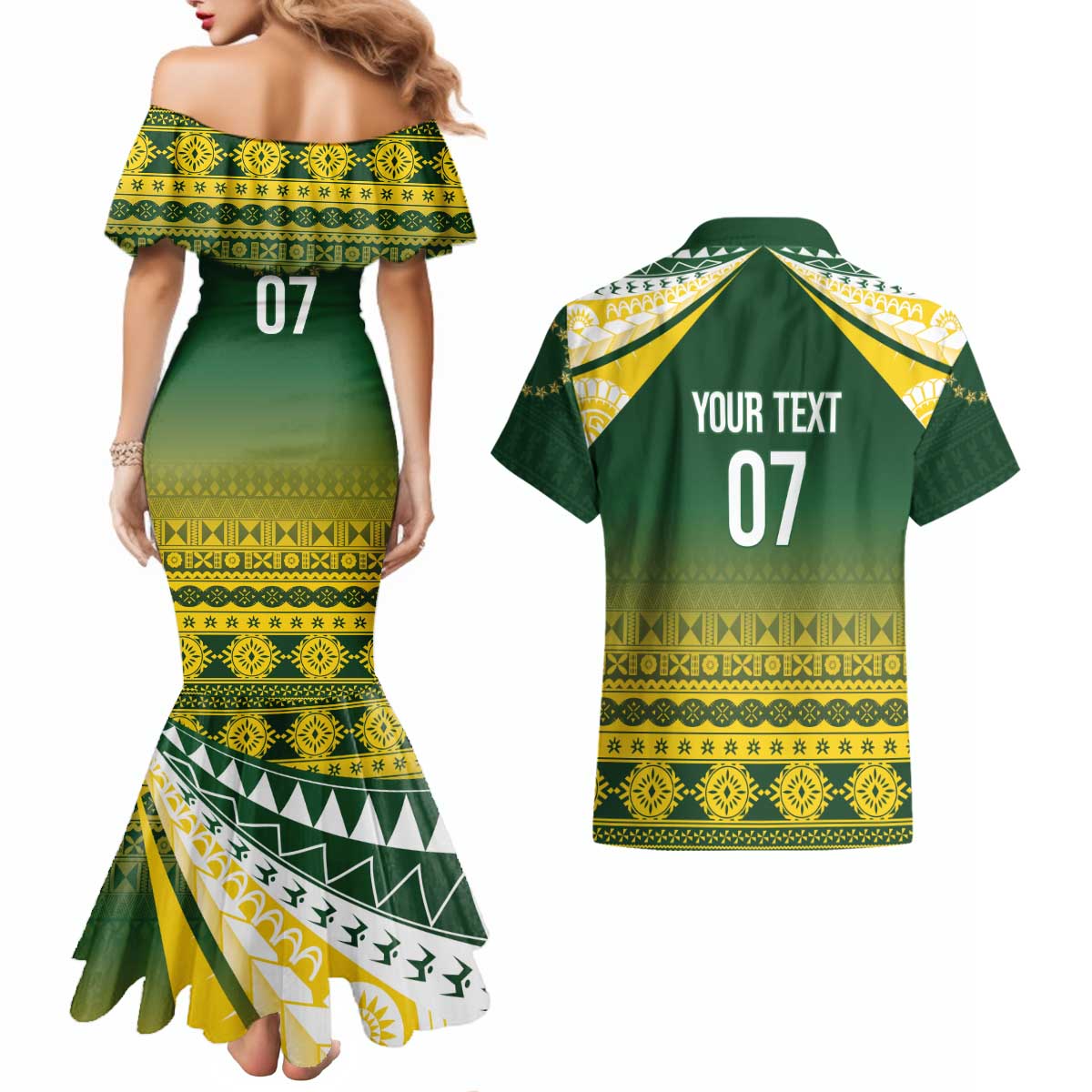 Cook Islands Rugby Custom Couples Matching Mermaid Dress and Hawaiian Shirt Kuki Avaiki LT7 - Polynesian Pride
