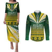 Cook Islands Rugby Custom Couples Matching Puletasi and Long Sleeve Button Shirt Kuki Avaiki - Polynesian Pride