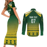 Cook Islands Rugby Custom Couples Matching Short Sleeve Bodycon Dress and Long Sleeve Button Shirt Kuki Avaiki - Polynesian Pride