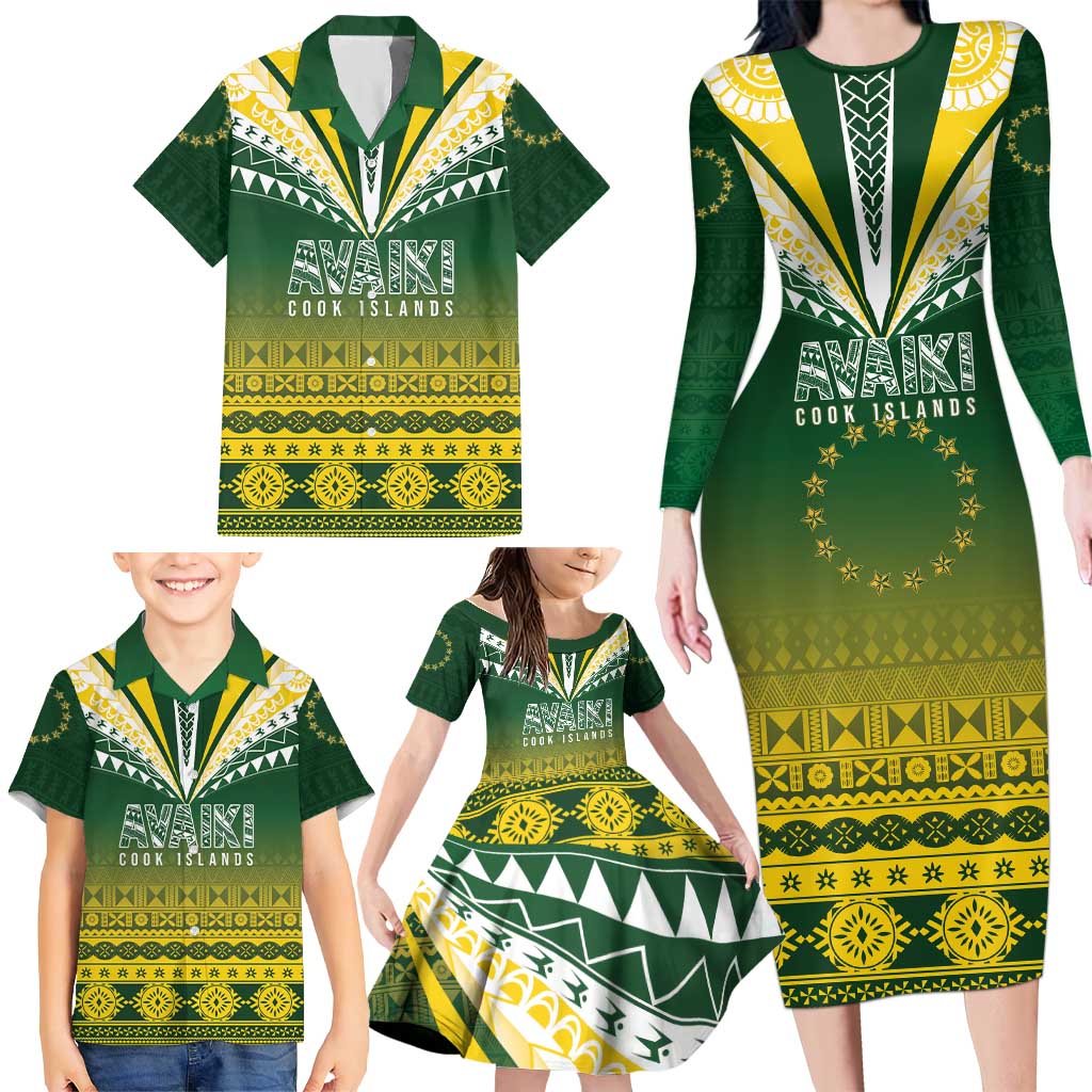 Cook Islands Rugby Custom Family Matching Long Sleeve Bodycon Dress and Hawaiian Shirt Kuki Avaiki LT7 - Polynesian Pride