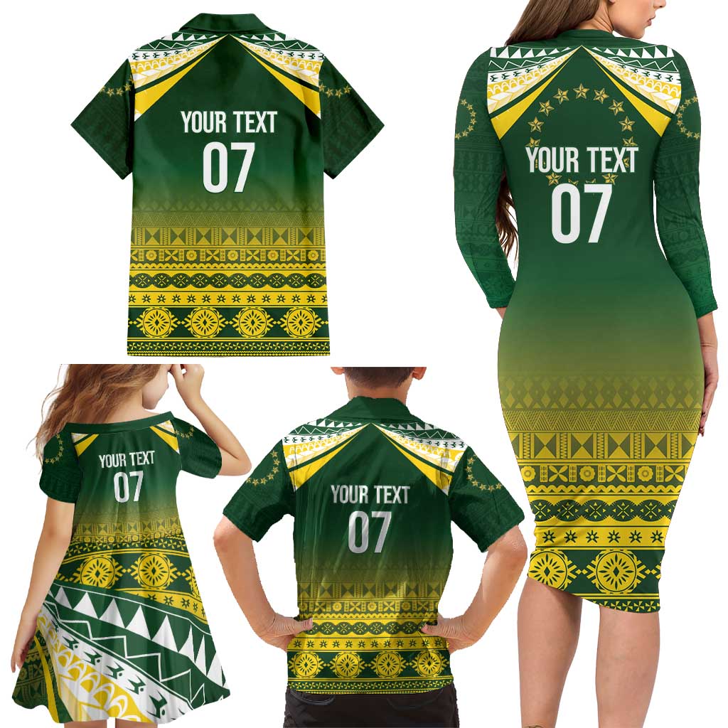 Cook Islands Rugby Custom Family Matching Long Sleeve Bodycon Dress and Hawaiian Shirt Kuki Avaiki LT7 - Polynesian Pride