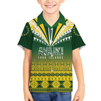 Cook Islands Rugby Custom Family Matching Mermaid Dress and Hawaiian Shirt Kuki Avaiki LT7 Son's Shirt Yellow Green - Polynesian Pride