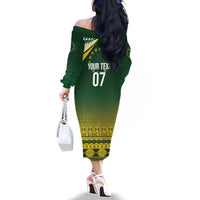 Cook Islands Rugby Custom Family Matching Off The Shoulder Long Sleeve Dress and Hawaiian Shirt Kuki Avaiki LT7 - Polynesian Pride