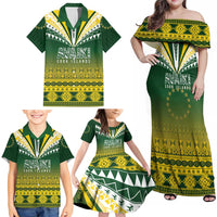 Cook Islands Rugby Custom Family Matching Off Shoulder Maxi Dress and Hawaiian Shirt Kuki Avaiki LT7 - Polynesian Pride