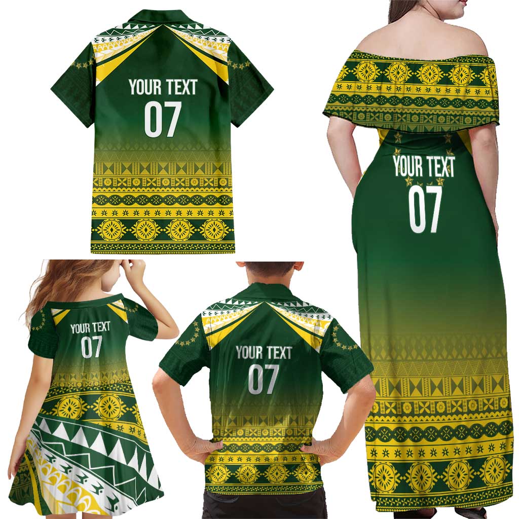 Cook Islands Rugby Custom Family Matching Off Shoulder Maxi Dress and Hawaiian Shirt Kuki Avaiki LT7 - Polynesian Pride