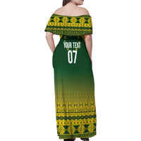 Cook Islands Rugby Custom Family Matching Off Shoulder Maxi Dress and Hawaiian Shirt Kuki Avaiki LT7 - Polynesian Pride