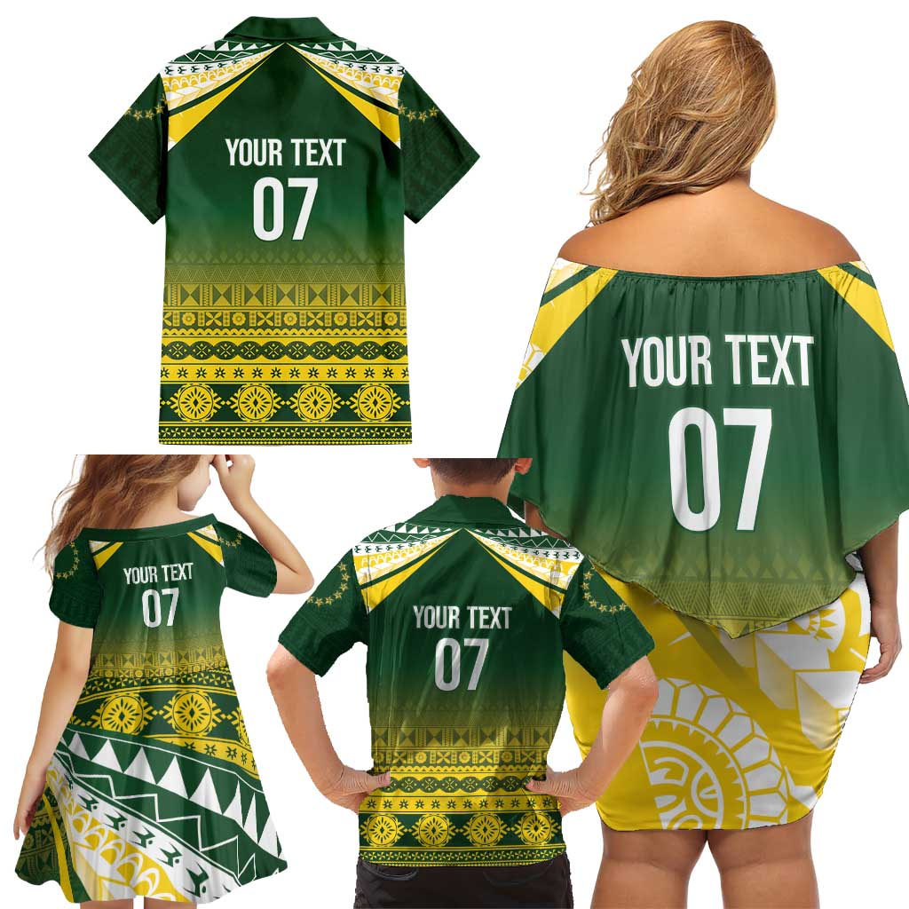 Cook Islands Rugby Custom Family Matching Off Shoulder Short Dress and Hawaiian Shirt Kuki Avaiki LT7 - Polynesian Pride