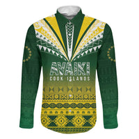 Cook Islands Rugby Custom Family Matching Short Sleeve Bodycon Dress and Hawaiian Shirt Kuki Avaiki LT7 Dad's Shirt - Long Sleeve Yellow Green - Polynesian Pride
