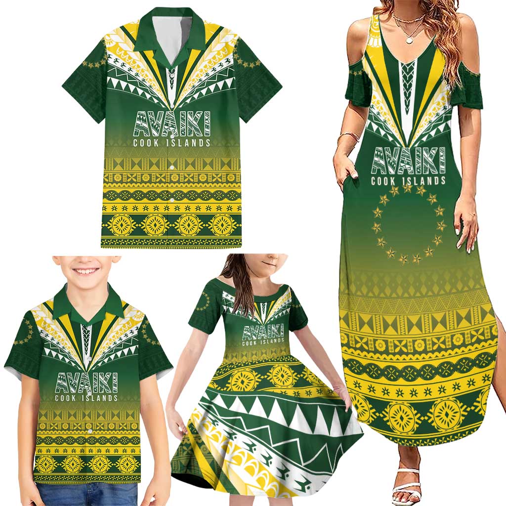 Cook Islands Rugby Custom Family Matching Summer Maxi Dress and Hawaiian Shirt Kuki Avaiki LT7 - Polynesian Pride