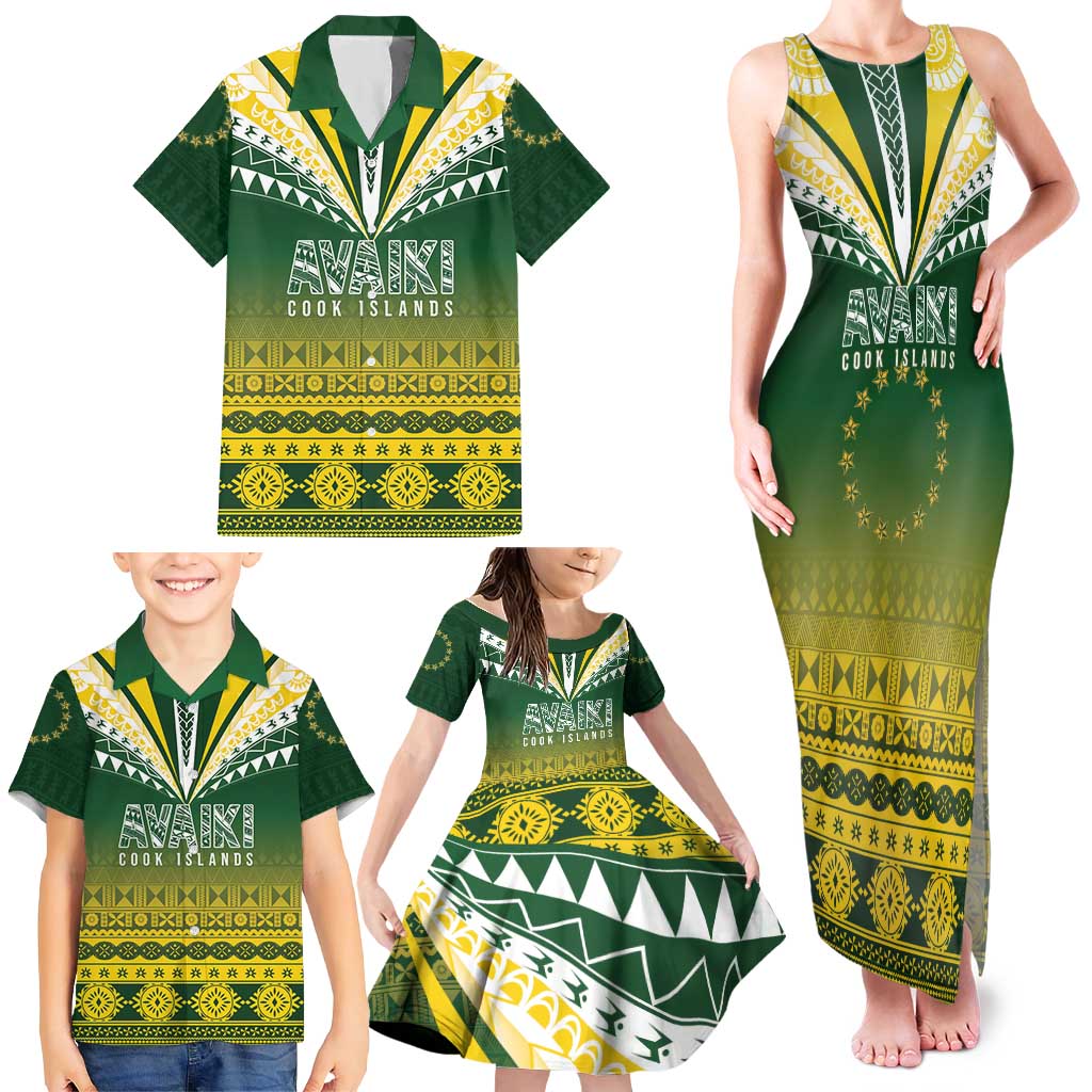 Cook Islands Rugby Custom Family Matching Tank Maxi Dress and Hawaiian Shirt Kuki Avaiki LT7 - Polynesian Pride