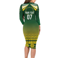Cook Islands Rugby Custom Long Sleeve Bodycon Dress Kuki Avaiki LT7 - Polynesian Pride