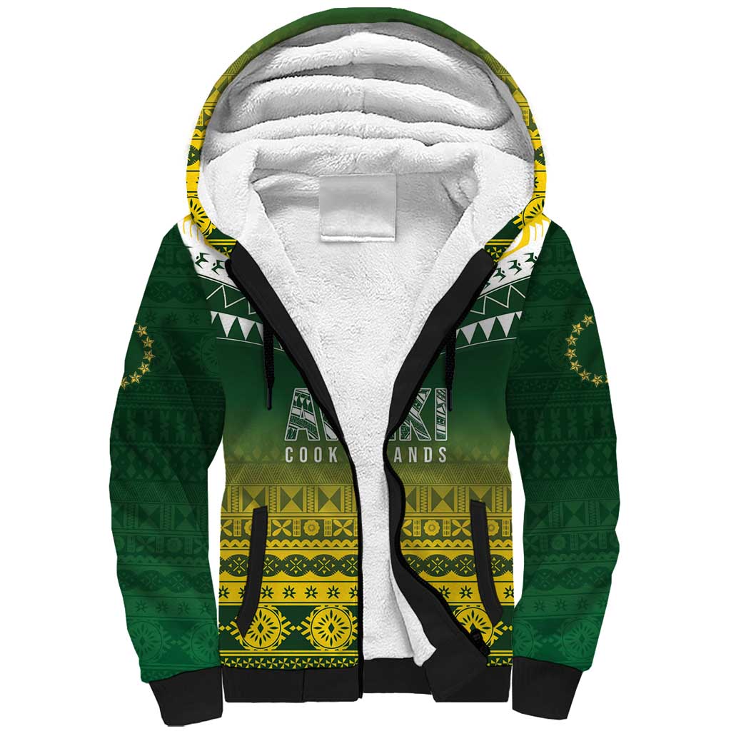 Cook Islands Rugby Custom Sherpa Hoodie Kuki Avaiki LT7 Unisex Yellow Green - Polynesian Pride