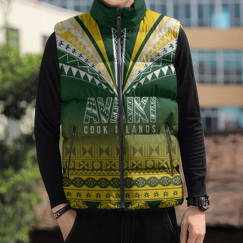 Cook Islands Rugby Custom Sleeveless Puffer Jacket Kuki Avaiki - Polynesian Pride