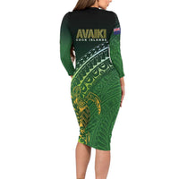Cook Islands Rugby Kuki Avaiki Family Matching Long Sleeve Bodycon Dress and Hawaiian Shirt Tribal Turtle LT7 - Polynesian Pride