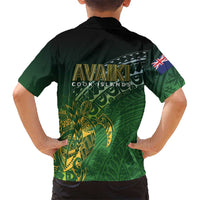 Cook Islands Rugby Kuki Avaiki Family Matching Off Shoulder Maxi Dress and Hawaiian Shirt Tribal Turtle LT7 - Polynesian Pride