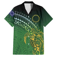 Cook Islands Rugby Kuki Avaiki Family Matching Summer Maxi Dress and Hawaiian Shirt Tribal Turtle LT7 Dad's Shirt - Short Sleeve Dark Green - Polynesian Pride