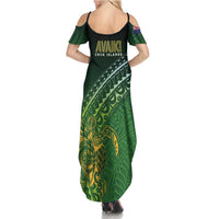 Cook Islands Rugby Kuki Avaiki Summer Maxi Dress Tribal Turtle LT7 - Polynesian Pride