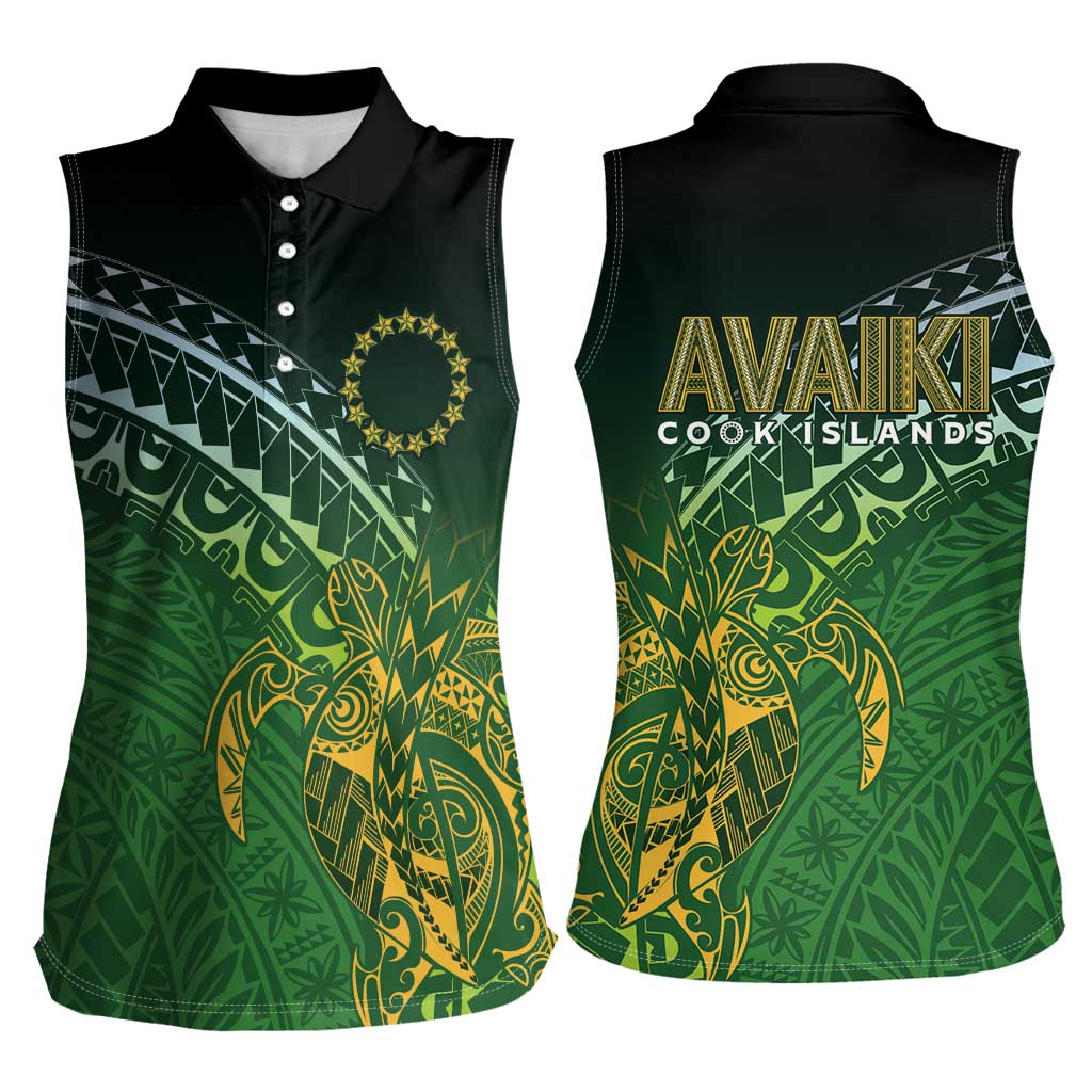 Cook Islands Rugby Kuki Avaiki Women Sleeveless Polo Shirt Tribal Turtle LT7 - Polynesian Pride