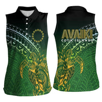 Cook Islands Rugby Kuki Avaiki Women Sleeveless Polo Shirt Tribal Turtle LT7 - Polynesian Pride