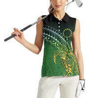Cook Islands Rugby Kuki Avaiki Women Sleeveless Polo Shirt Tribal Turtle LT7 - Polynesian Pride