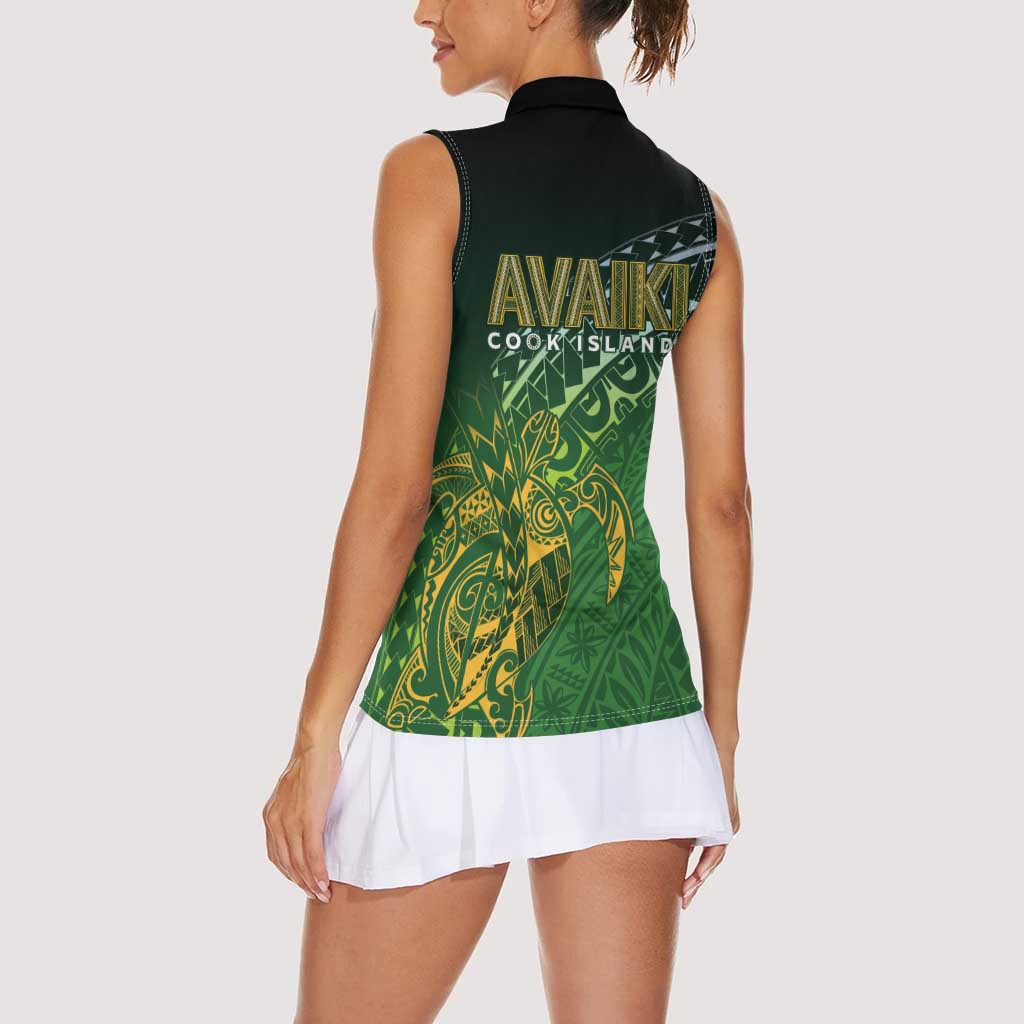 Cook Islands Rugby Kuki Avaiki Women Sleeveless Polo Shirt Tribal Turtle LT7 - Polynesian Pride